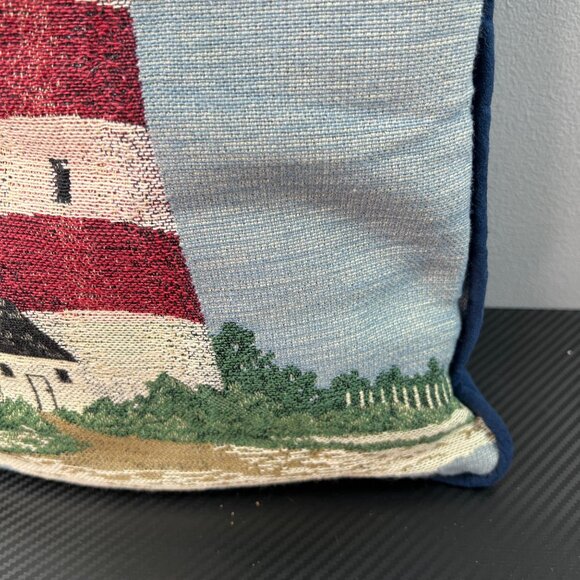 Nautical Lighthouse Tapestry Pillow Beach House Ocean Sea Boating 19”x12” - Picture 5 of 9